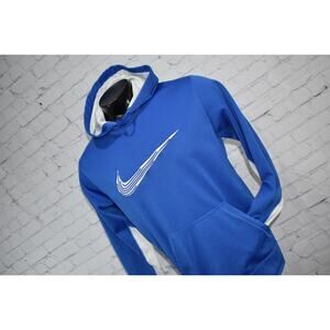 Nike Hoodie Pullover Mens Size Medium Therma-Fit Performance Blue Polyester